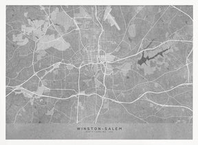 Map of Winston Salem (NC, USA) in gray vintage style Poster