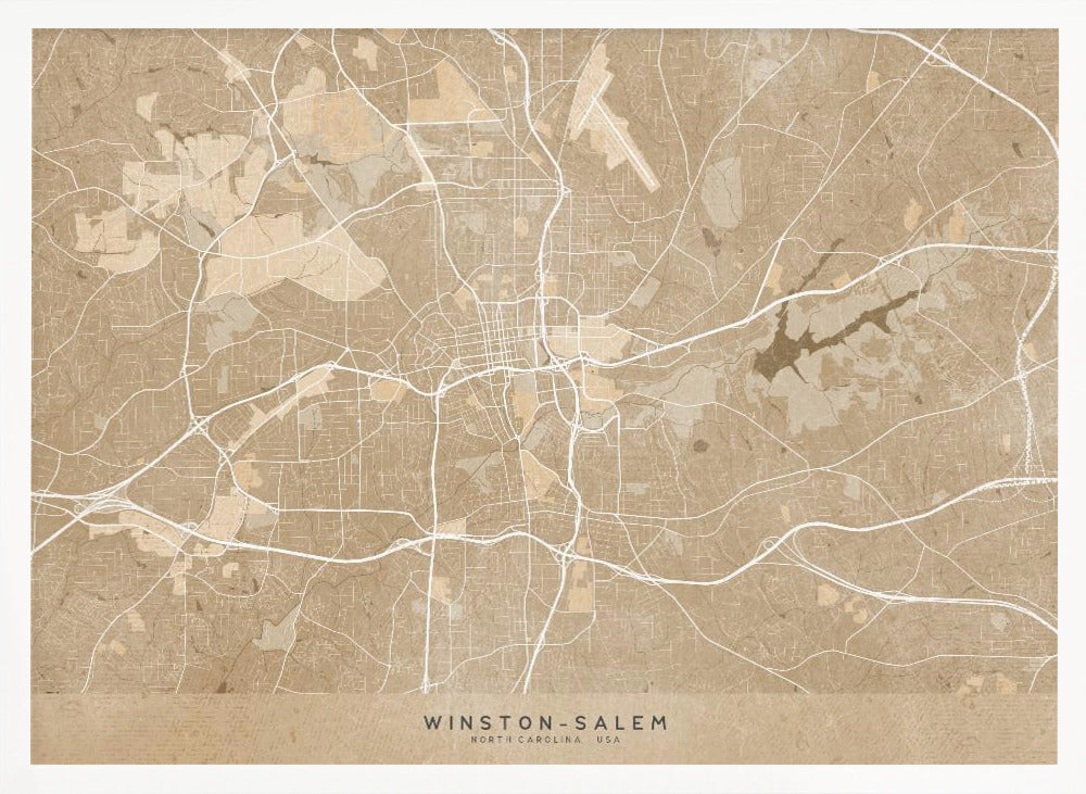 Map of Winston Salem (NC, USA) in sepia vintage style Poster