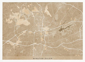 Map of Winston Salem (NC, USA) in sepia vintage style Poster