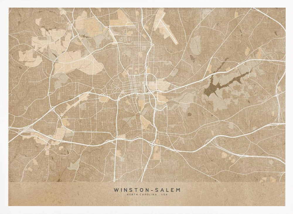 Map of Winston Salem (NC, USA) in sepia vintage style Poster