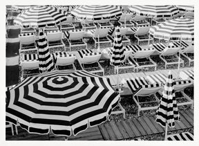 Black and White Beach Umbrellas II Poster