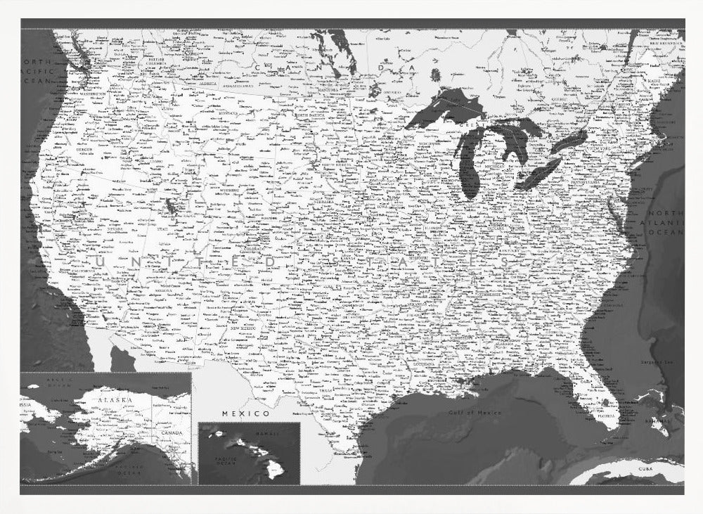 Highly detailed map of the United States, Olson Poster