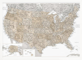 Highly detailed map of the United States and Canada Poster