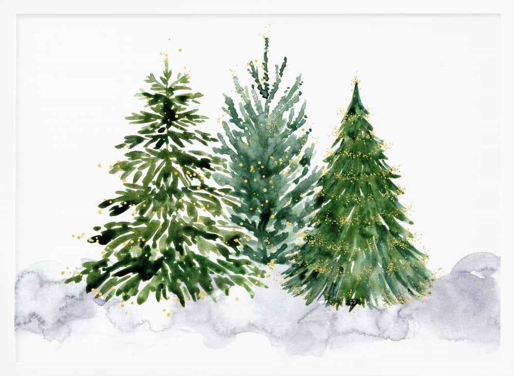 Three watercolor Christmas trees Poster