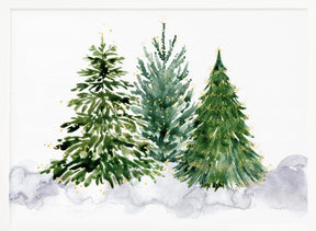 Three watercolor Christmas trees Poster