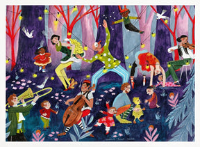 Circus performers and children in the forest Poster