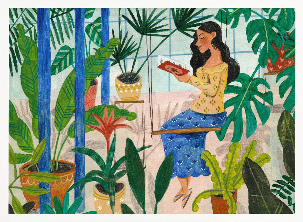 Reading in the Tropical Greenhouse Poster