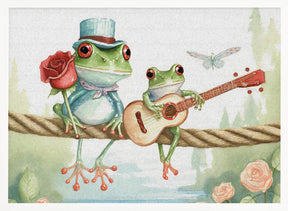 Frogs on a rope Poster