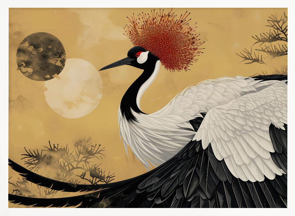 Abstract red-crowned crane Poster