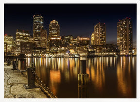 BOSTON Fan Pier Park &amp; Skyline at night Poster