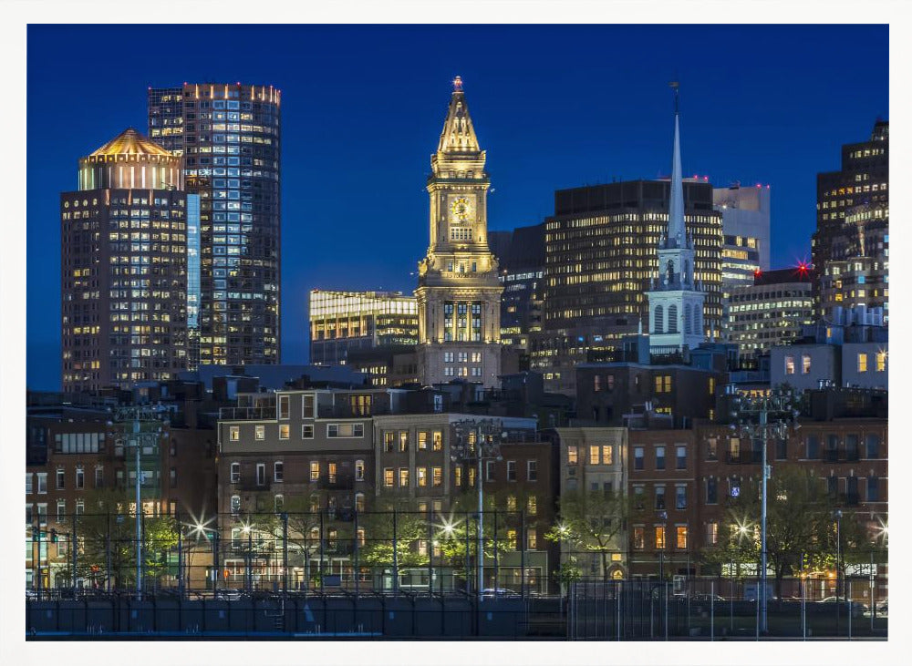 BOSTON Evening Skyline of North End &amp; Financial District Poster