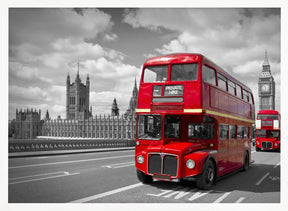 Red Buses in London Poster