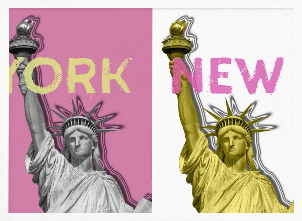 POP ART Statue of Liberty | pink &amp; yellow Poster