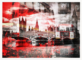 City Art LONDON Red Bus Composing Poster