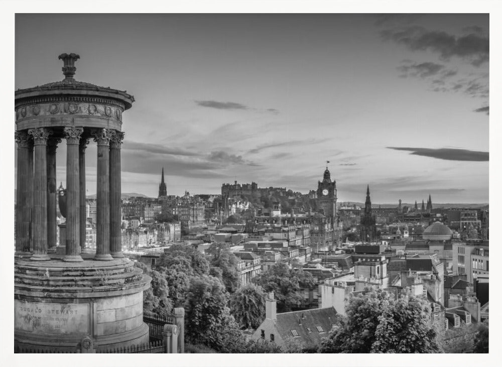 Charming evening atmosphere in Edinburgh - Monochrome Poster