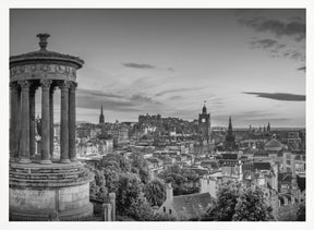 Charming evening atmosphere in Edinburgh - Monochrome Poster