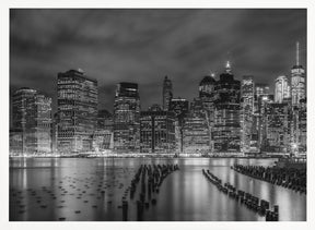 NEW YORK CITY Monochrome Night Impressions Poster