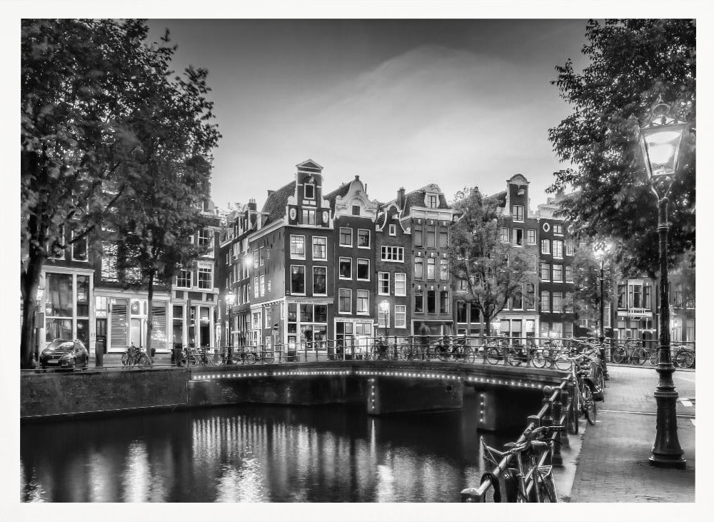 AMSTERDAM Idyllic impression from Singel - Monochrome Poster