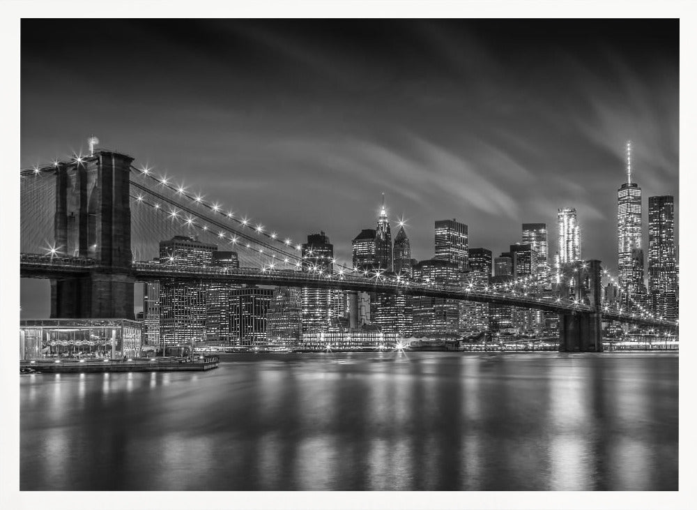 BROOKLYN BRIDGE Nightly Impressions - Monochrome Poster