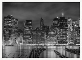 NEW YORK CITY Monochrome Nightscape | Panoramic Poster