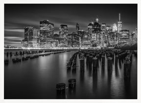 Manhattan Monochrome Skyline after Sunset Poster