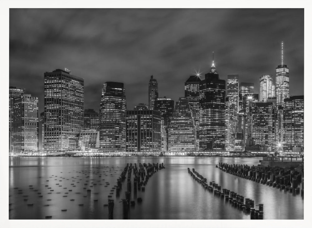 NEW YORK CITY Monochrome Night Impressions - Panoramic Poster