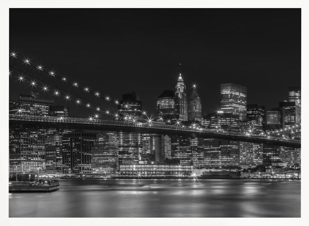 NYC Nightly Impressions - Panoramic Monochrome Poster