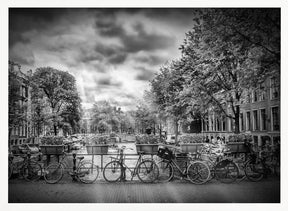 AMSTERDAM Typical Cityscape in monochrome Poster