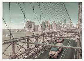 Brooklyn Bridge View with traffic | urban vintage style Poster