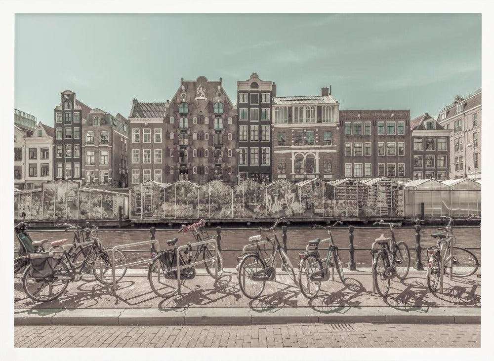 AMSTERDAM Singel Canal with Flower Market | urban vintage style Poster