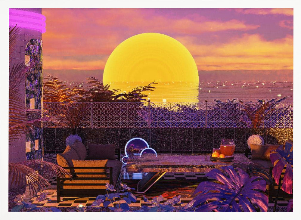 Retro Futurism Vaporwave Sunset Poster