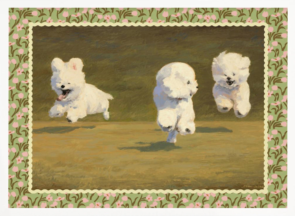 Three Dogs Running Poster