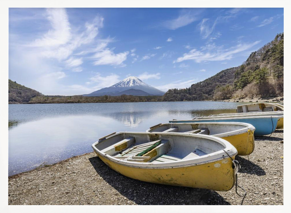 Idyllic Lake Shoji with Mount Fuji Poster