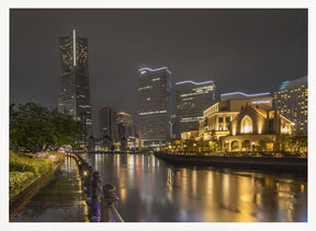 Fascinating Yokohama skyline at night Poster