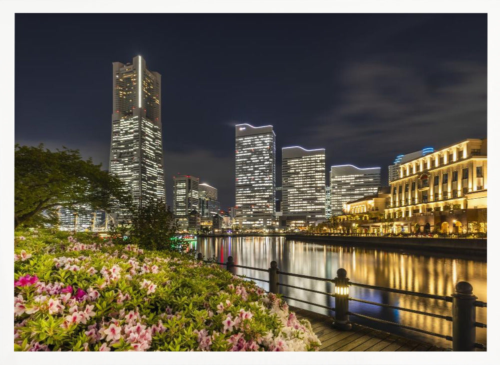 Idyllic Yokohama skyline at night Poster