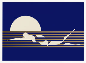 Swimmer Horizontal / Blue Poster