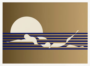 Swimmer Horizontal / Gold Poster