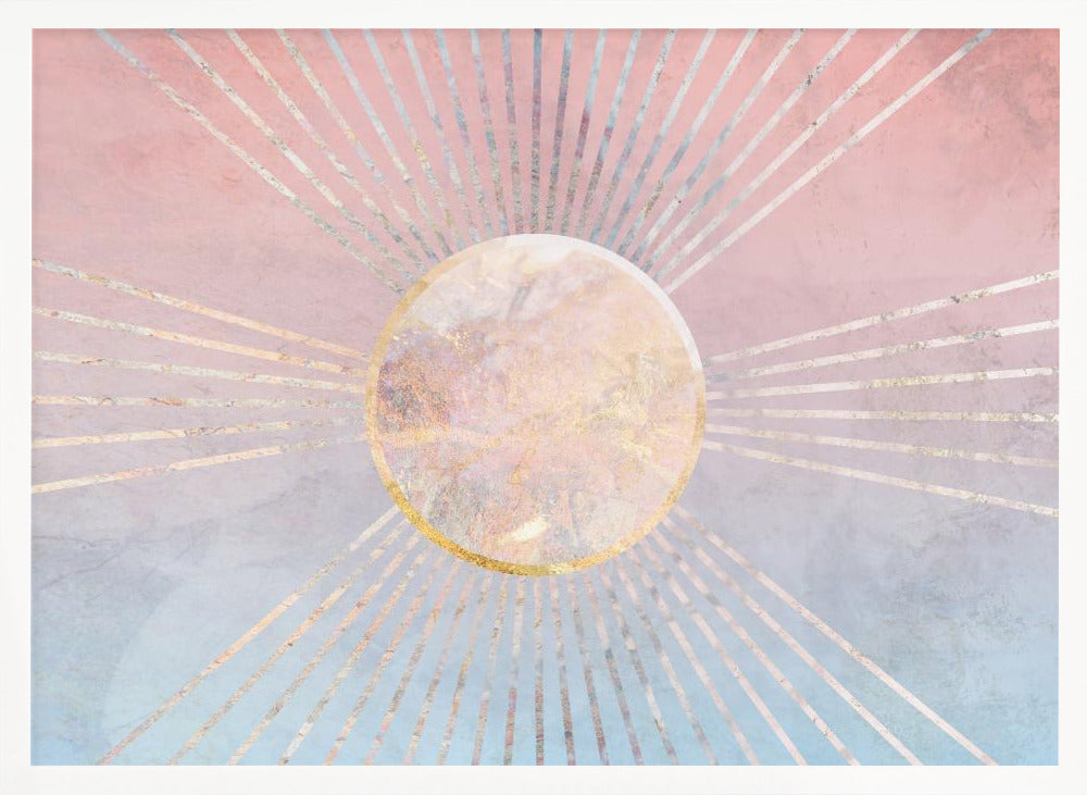 Landscape Boho sun ombre pink blue Poster