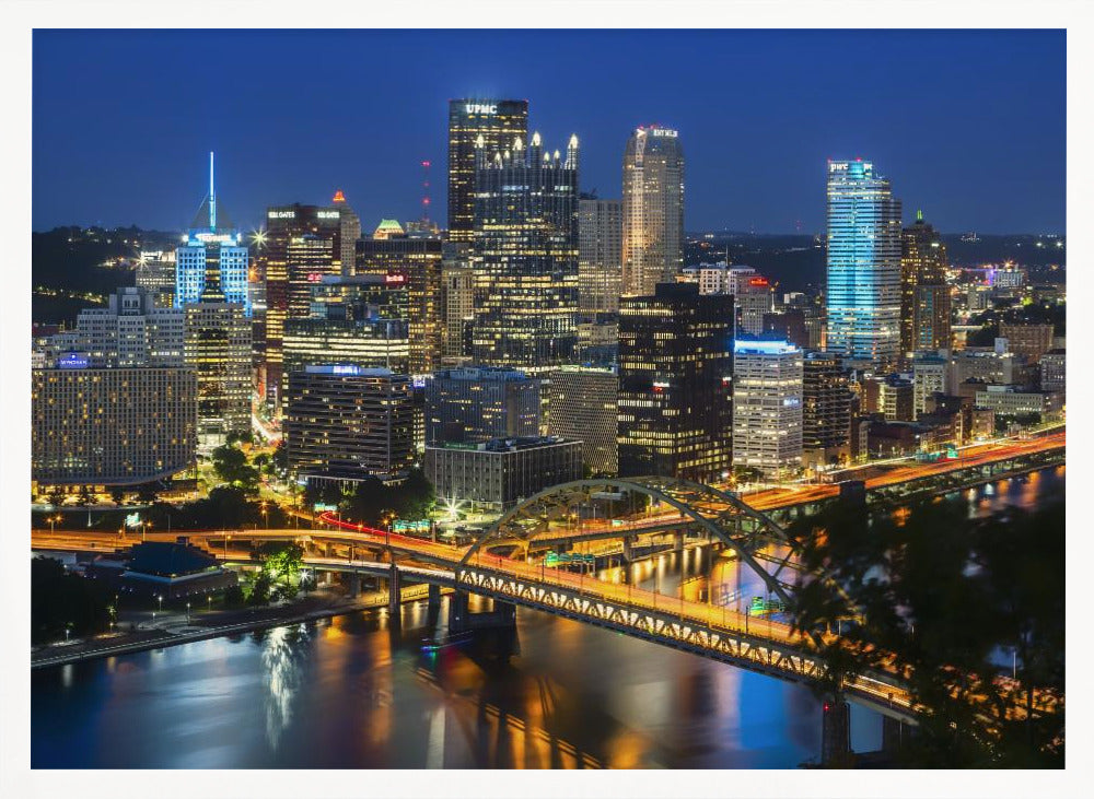 Amazing Pittsburgh Skyline in the Evening Poster