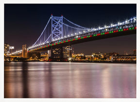 Benjamin Franklin Bridge and Delaware River at Night Poster