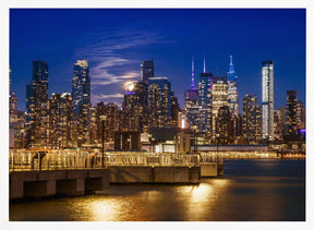 Midtown Manhattan Skyline with Harvest Moon Poster