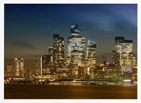 Striking NYC Skyline with Hudson Yards in the Evening Poster