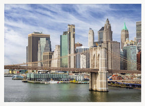 Brooklyn Bridge with Pier 17 and South Street Seaport Poster