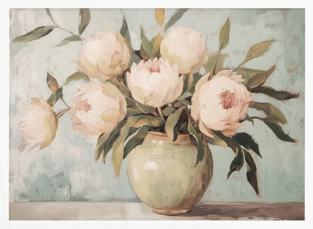 Peonies Flower Still Life Poster