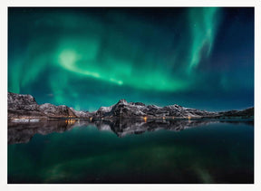 Lofoten Aurora Reflection Poster