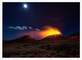 Lava flow with the moon Poster