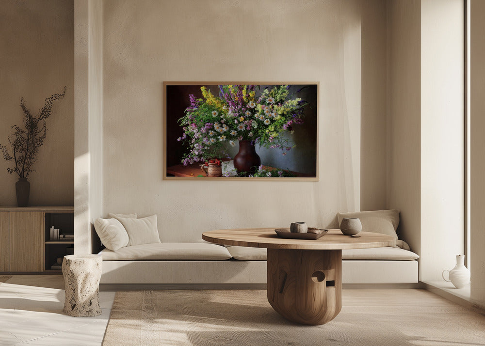 Still life with wildflowers and berries Poster