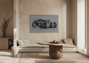 Elephant Crossing The River Poster