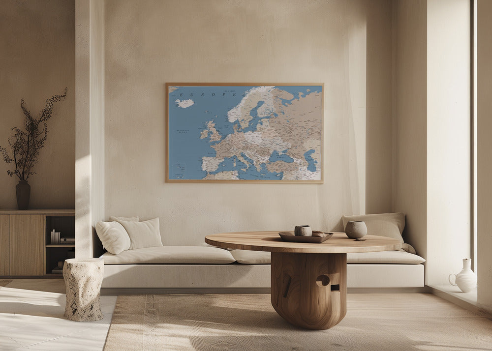 Amias detailed map of Europe Poster