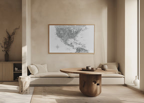 Gray map of USA and the Caribbean sea Poster